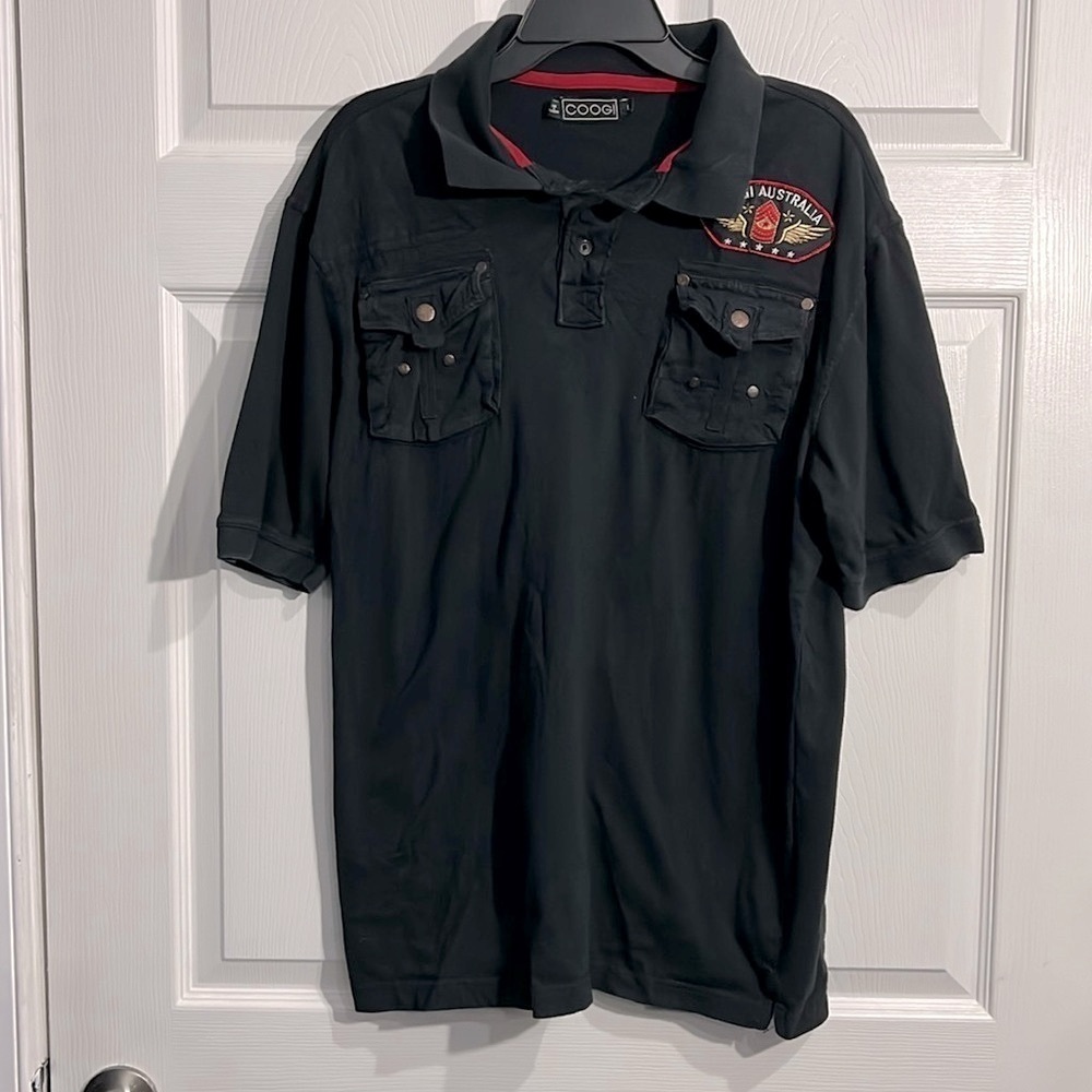 Coogi men’s black polo size large with logo